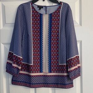 Talbots Patterned Blue and Red Women's Top